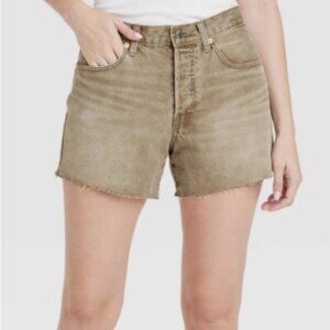 Brown / Gray Mid-Rise Cutoff Denim Shorts